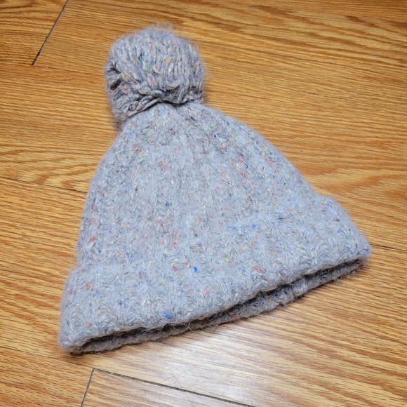 J. Crew Women's Pom Pom Winter Hat Beanie Wool/Alpaca/Nylon/Silk Tan/Multicolor - Picture 3 of 6